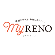 リノベーション会社「マイリノ (by グローバルベイス)」ロゴ