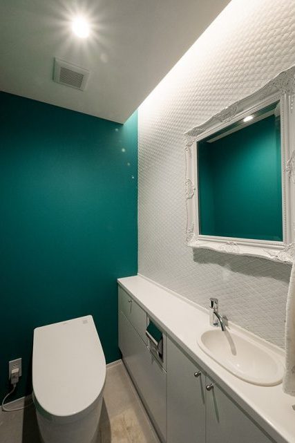 マンションリノベーション、エキップ(equip) 、トイレ収納、アクセントウォール、既存利用