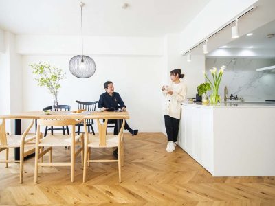 「マイリノbyグローバルベイス」のマンションリノベーション事例「北欧＆韓国スタイルの家。広々リビングを備えたマンションリノベーション」
