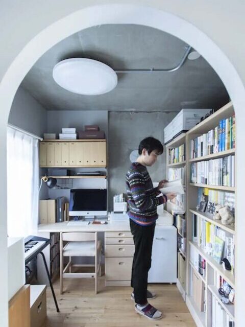 マンションリノベーション、ゼロリノベ、書斎、ワークスペース、アーチ開口