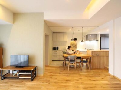 「湘南リフォーム」のリノベーション事例「壁構造＋直床マンションでもキッチン移設が可能に。思い描いていたLDK一体の間取りをフルリノベで実現！」