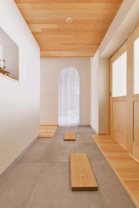 マンションリノベーション、夢工房、土間廊下、飛び石、和モダン