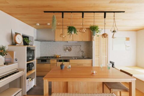 マンションリノベーション、夢工房、板張り天井、自然素材、ウッドワン