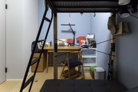 マンションリノベーション、Renomama(リノまま)、子ども部屋、アクセントクロス、ロフトベッド