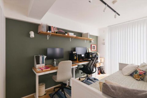 マンションリノベーション　スタイル工房　ワークスペース　アクセントクロス