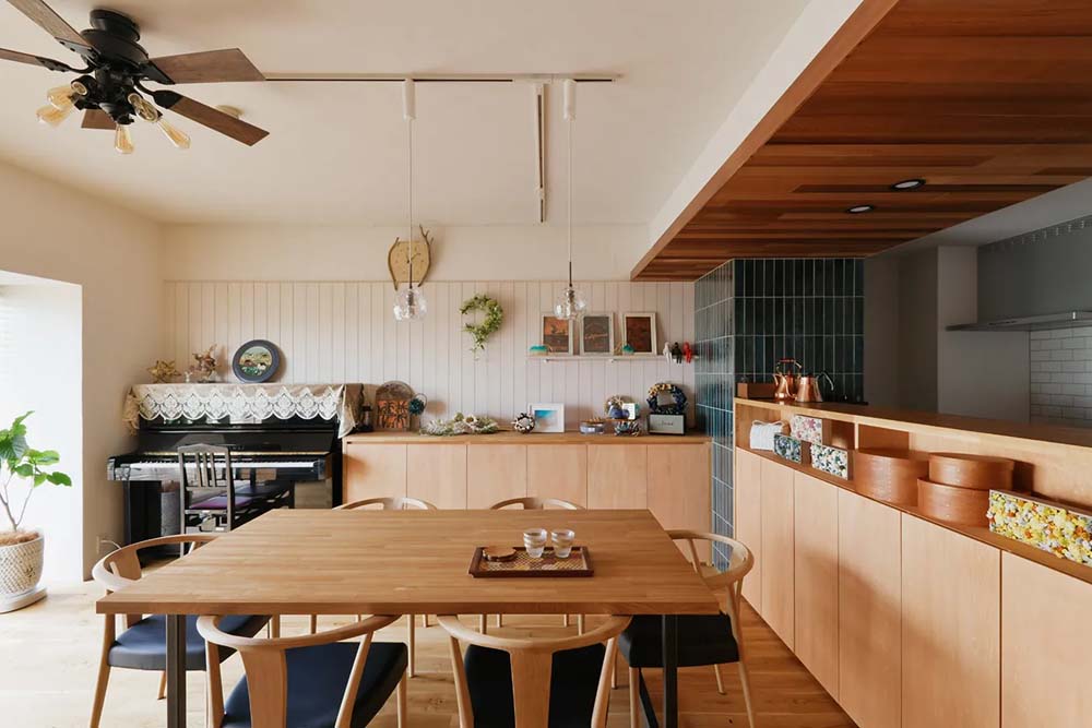 マンションリノベーション、夢工房、羽目板、板張り天井、シーリングファン