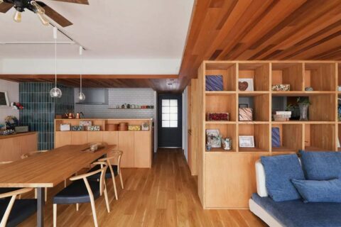 マンションリノベーション、夢工房、造作家具、間仕切り家具、本棚