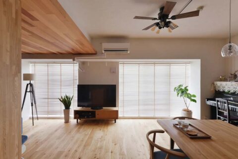 マンションリノベーション、夢工房、ブラインド、下がり天井、ガラスシェード