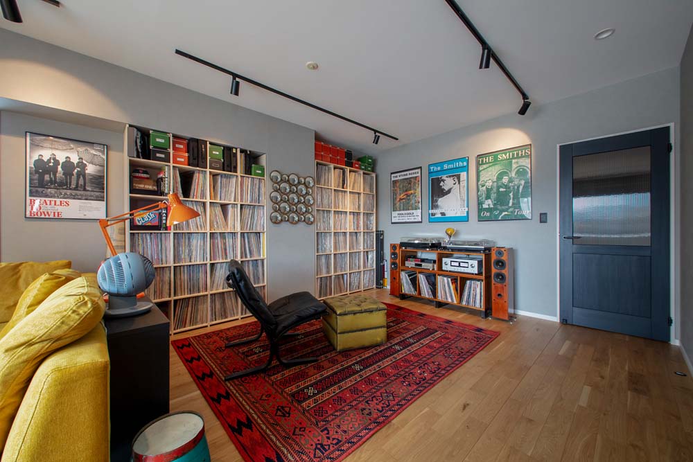 マンションリノベーション、アートリフォーム、レコード収納、音楽空間、趣味部屋