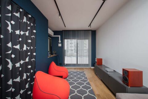 マンションリノベーション、アートリフォーム、シアタールーム、趣味部屋、スクリーン仕様クロス