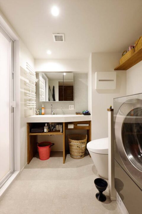 マンションリノベーション スタイル工房 洗面室 人工大理石 タオルウォーマー