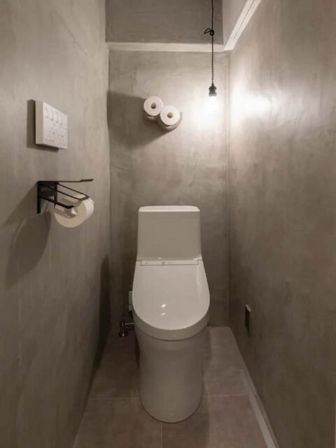 マンションリノベーション、ゼロリノベ、モルタル風、ペーパー入れ、グレー