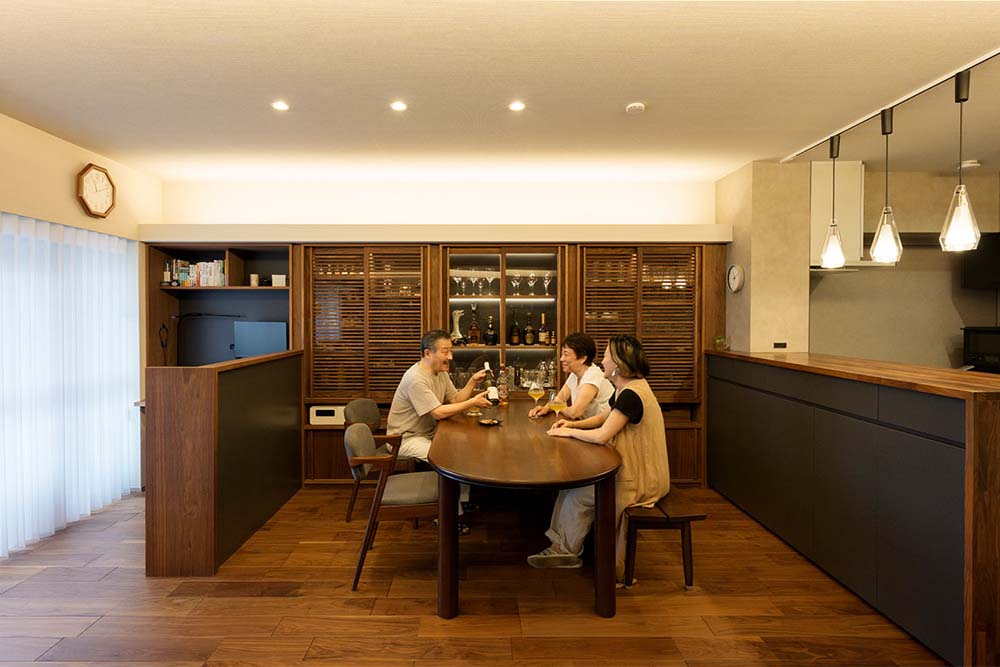 マンションリノベーション、インテリックス空間設計、間接照明、造作収納、ホテルライク