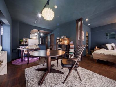 「フレッシュハウス」のリノベーション事例「美しいコントラストを生み出す照明プラン。範囲を絞って予算内で収めた単身リノベ」