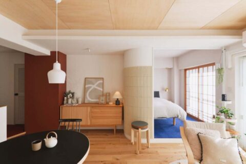 マンションリノベーション、entrie(エントリエ)、北欧、障子、青い床