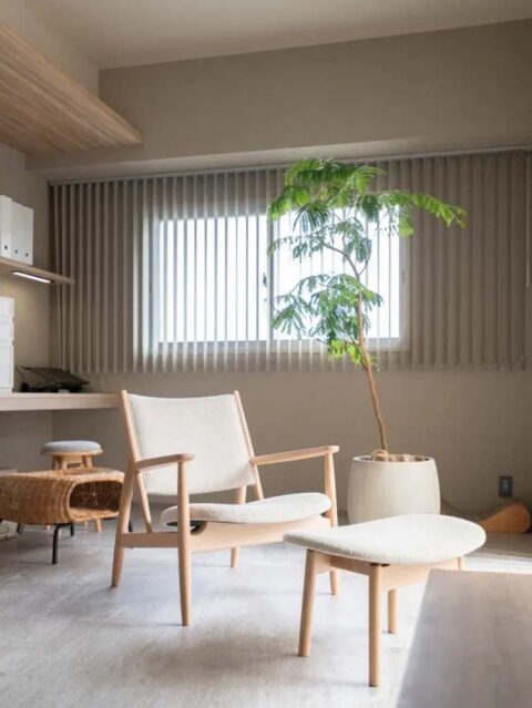 マンションリノベーション、ゼロリノベ、パーソナルチェア、スツール、ブラインド