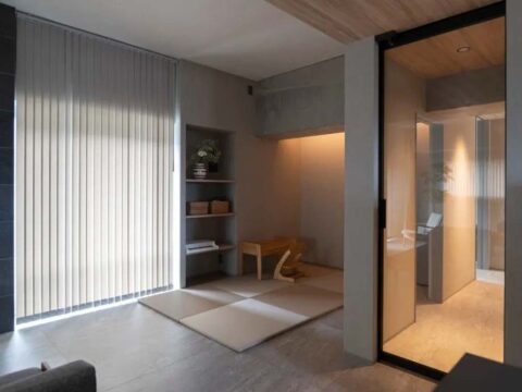 マンションリノベーション、ゼロリノベ、置き畳、床座リビング、間接照明