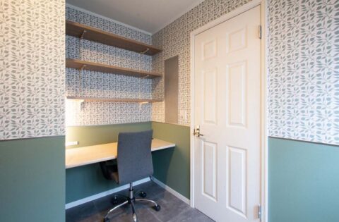 マンションリノベーション、アレックス、書斎。ワークスペース、ウィリアム・モリス