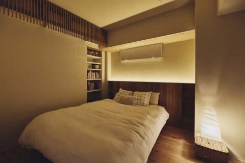 マンションリノベーション、SHUKEN Re(シュウケンアールイー)、間接照明、エアコン隠し、和紙シェード