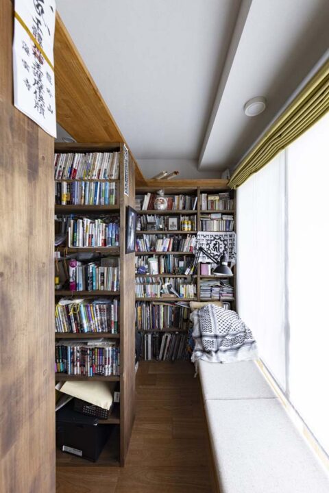 マンションリノベーション、ひかリノベ、書斎、造作本棚、ヌック
