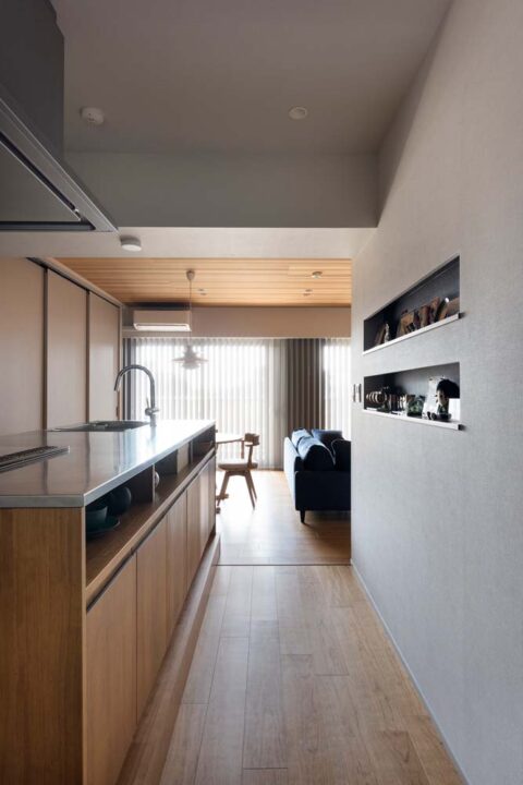 マンションリノベーション、インテリックス空間設計、ニッチ収納、飾り棚、オープン収納