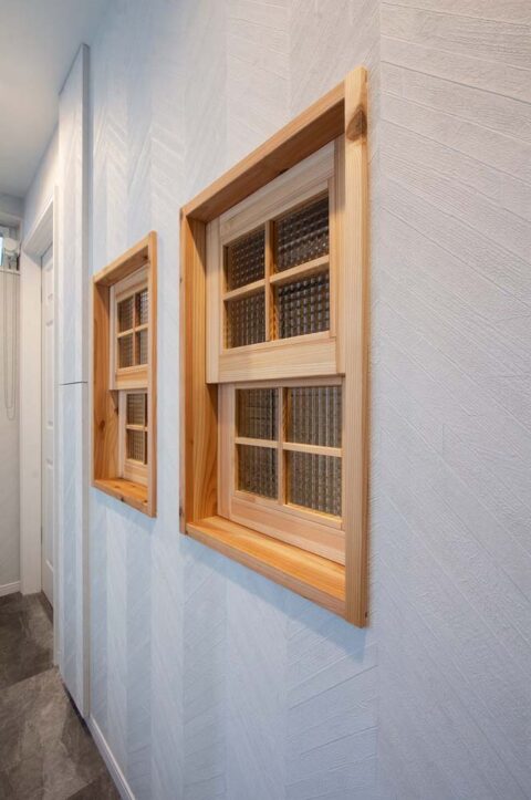 マンションリノベーション、アレックス、室内窓、木枠、上げ下げ窓