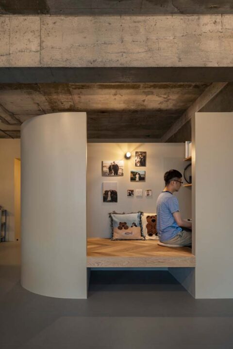 マンションリノベーション、ハコリノベ、ヌック、ワークスペース、アール壁