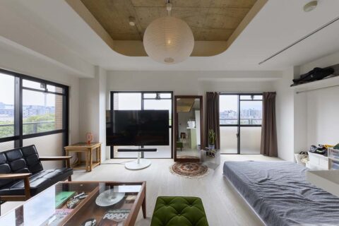 マンションリノベーション、マイリノbyグローバルベイス、ワンルーム、折り上げ天井、角部屋