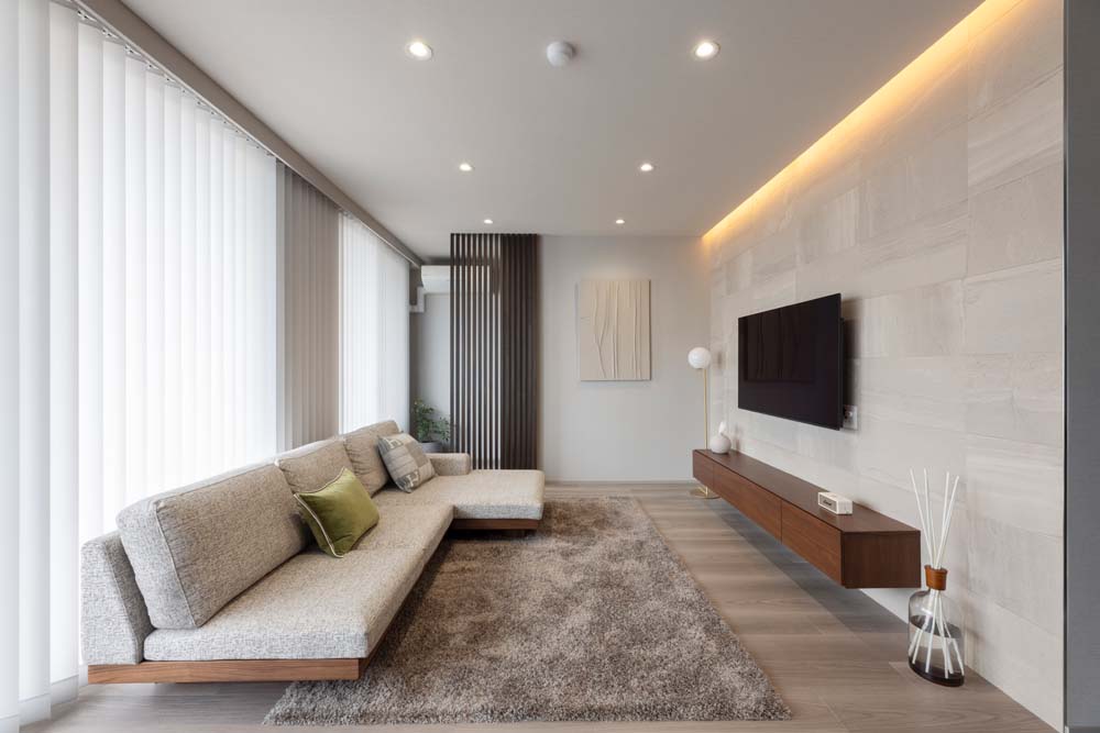 マンションリノベーション、リノベーションスタジオKULABO、ホテルライク、間接照明、ルーバー