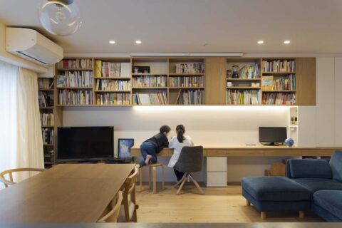 マンションリンベーション、+Marchitects(プラスエム・アーキテクツ)、ワークスペース、スタディスペース、デスクカウンター