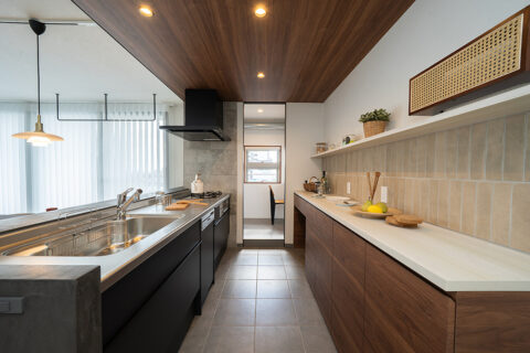 マンションリノベーション、株式会社Standard、対面キッチン、オープンキッチン、ウォールナット