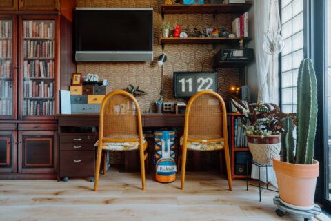 マンションリノベーション、湘南リフォーム、書斎、ワークスペース、フロアタイル