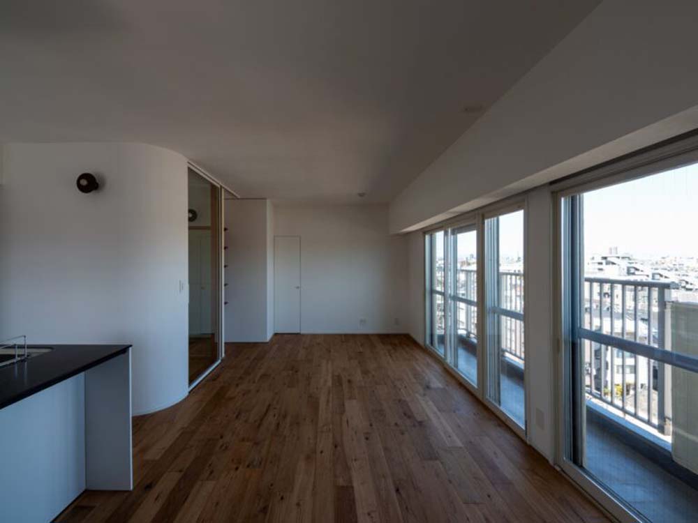 マンションリノベーション、エキップ、眺望、アール壁、LDK