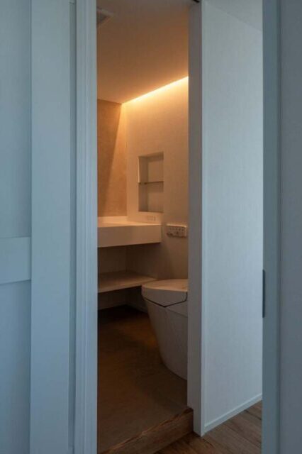 マンションリノベーション、エキップ、間接照明、サニタリールーム、オールインワン