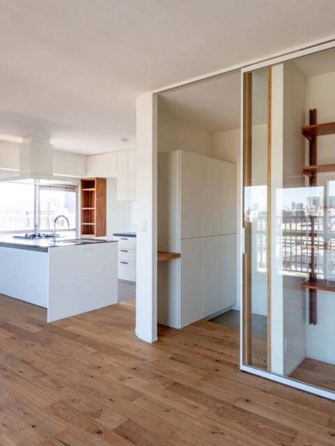 マンションリノベーション、エキップ、玄関収納、ガラス引き戸、動線改善