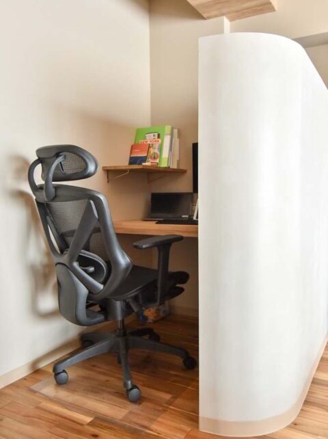 マンションリノベーション、フィールドガレージ(FIELDGARAGE)、アール壁、ワークスペース、書斎