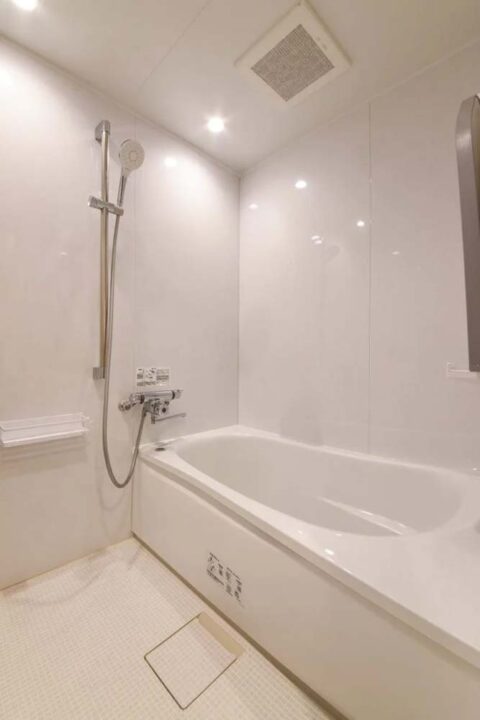 マンションリノベーション、アートリフォーム、白、鏡面壁、シャワーバー