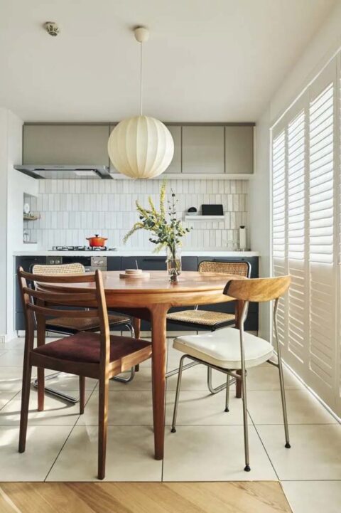 マンションリノベーション、SHUKEN Re(シュウケンアールイー)、II型キッチン、ヴィンテージ、ペンダント照明