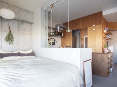 マンションリノベーション、ゼロリノベ、ベッドスペース、ホテルライク、躯体現し