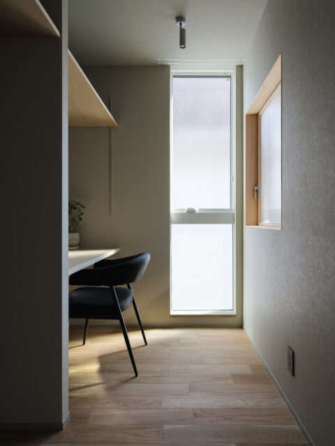 戸建てリノベーション、（株）KITI、書斎、ワークスペース、室内窓