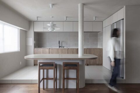 マンションリノベーション、リノベーションスタジオKULABO、ダイニングキッチン、タイル床、壁付けキッチン