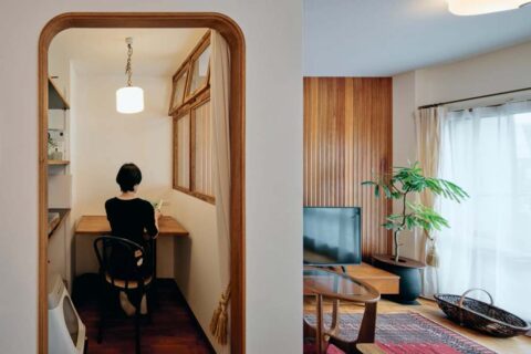マンションリノベーション、G-FLAT(ジーフラット)、ワークスペース、室内窓、アーチ開口