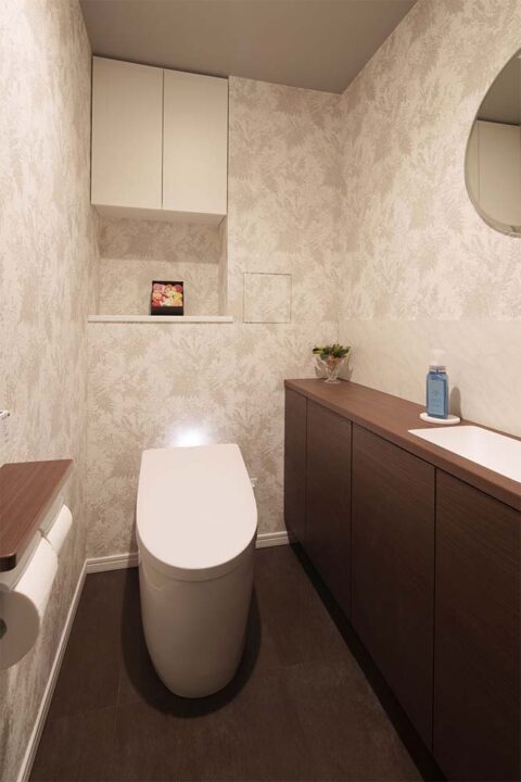 マンションリノベーション、インテリックス空間設計、トイレ収納、ニッチ、タンクレストイレ