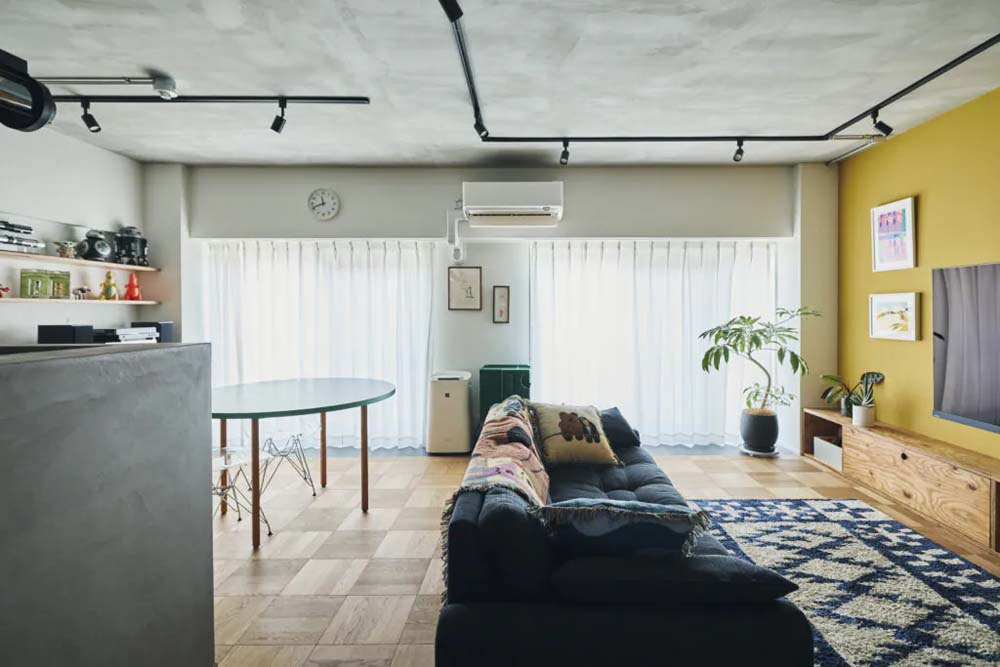 マンションリノベーション、SHUKEN Re(シュウケンアールイー)、モルタル、モールテックス、パーケットフローリング