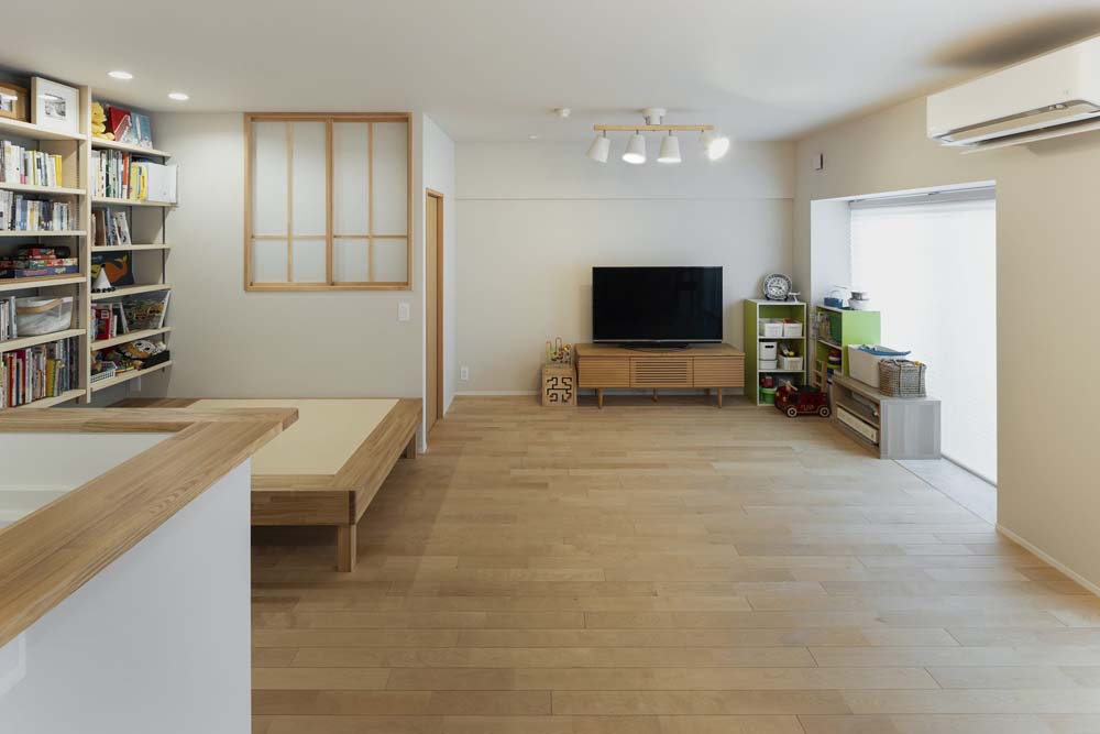 マンションリノベーション、Renomama(リノまま)、無垢材、障子、小上がり