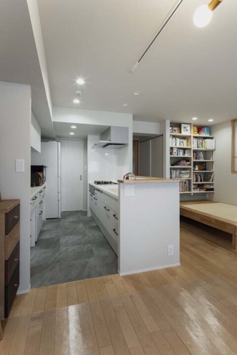 マンションリノベーション、Renomama(リノまま)、家事動線、回遊動線、オープンキッチン