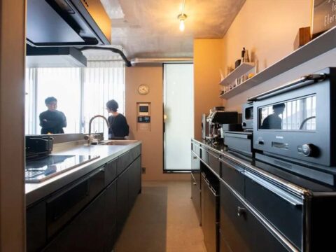 マンションリノベーション、ゼロリノベ、オープンキッチン、採光、半透明建具