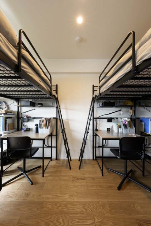 マンションリノベーション、インテリックス空間設計、子ども部屋、ロフトベッド、子ども4人