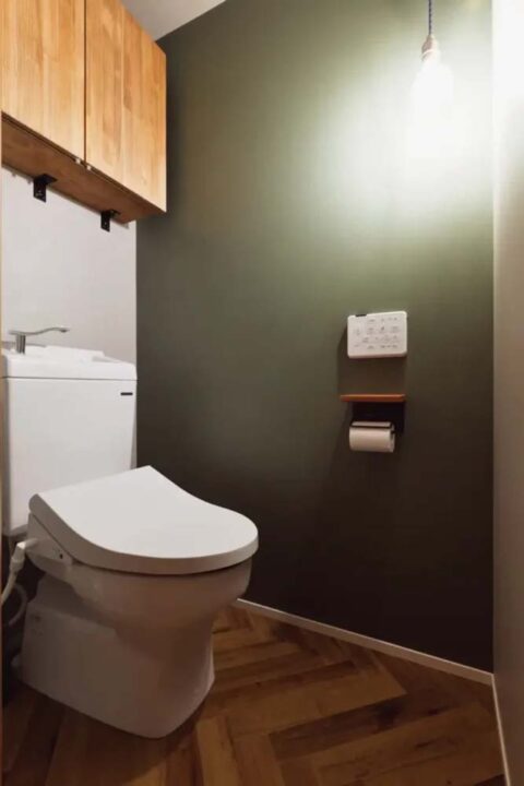 マンションリノベーション、夢工房、アクセントウォール、トイレ吊り戸、ナチュラル