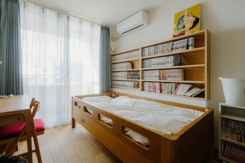 マンションリノベーション、湘南リフォーム、子ども部屋、造作本棚、ナチュラル